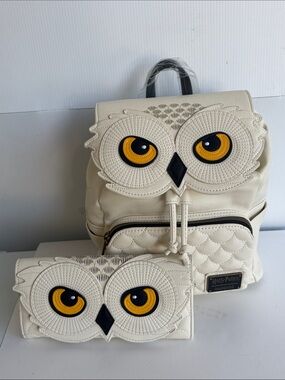 NEW Loungefly Harry Potter Hedwig Mini Backpack and Wallet Bundle Matching Set